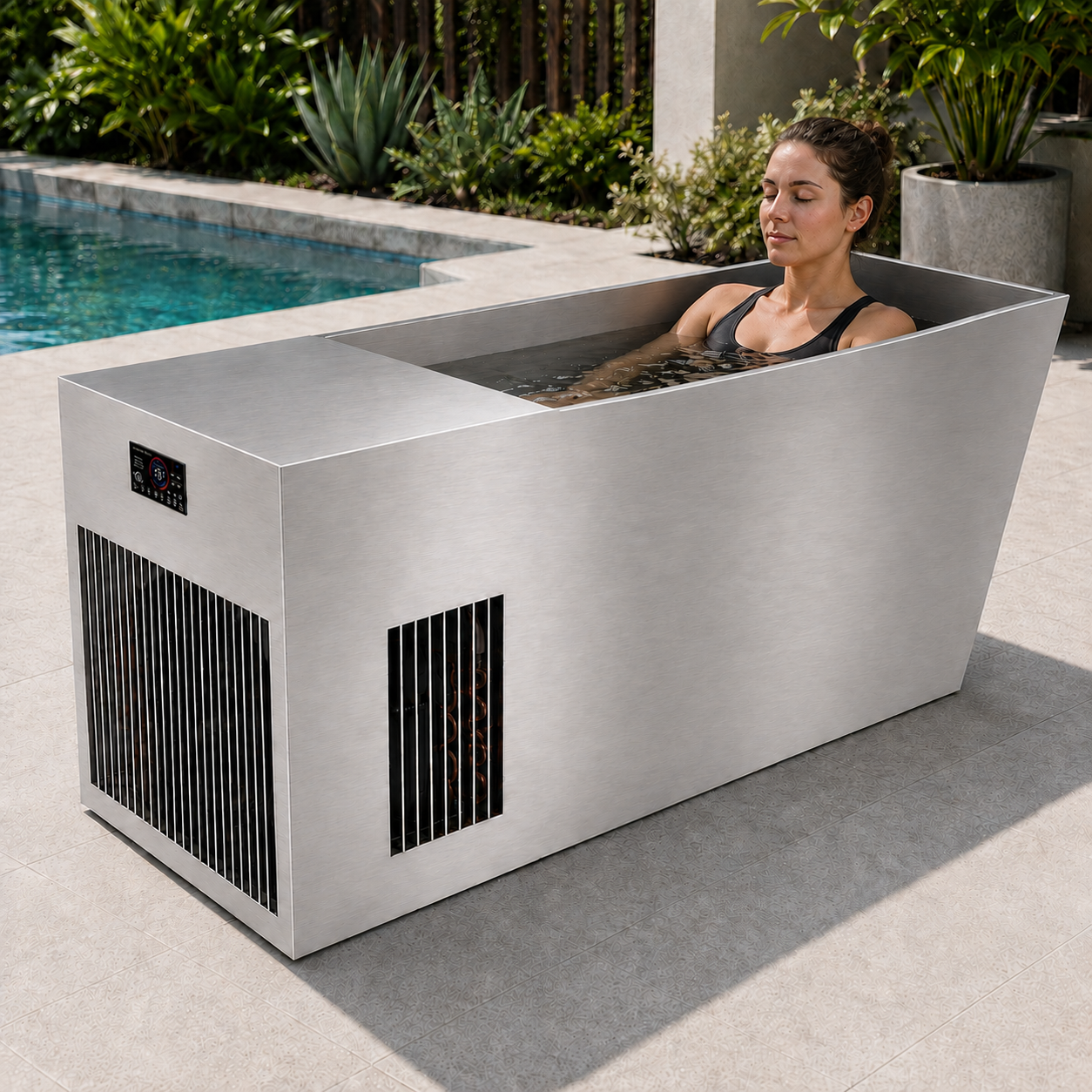 304 Stainless Steel Cold Plunge Tub and Chiller Set